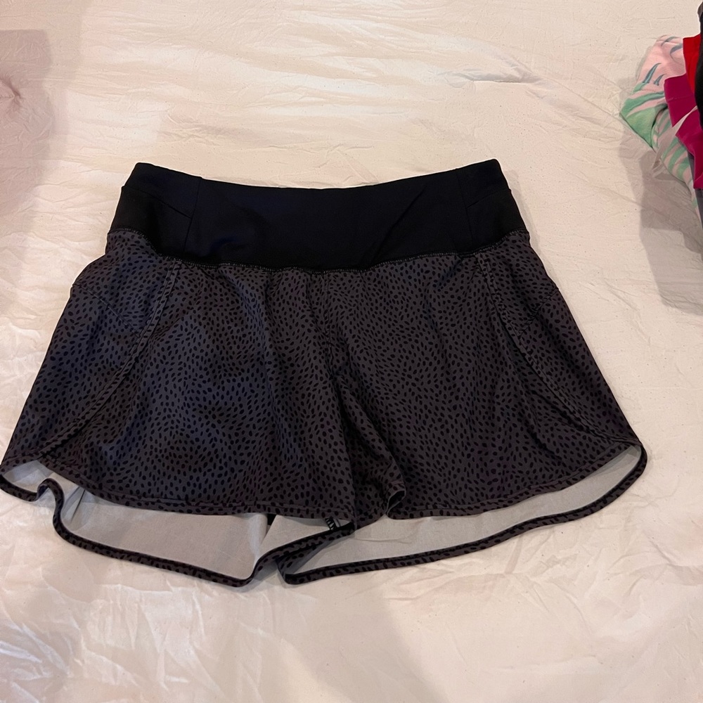 Dark Gray and Black Polk a Dot Running Shorts